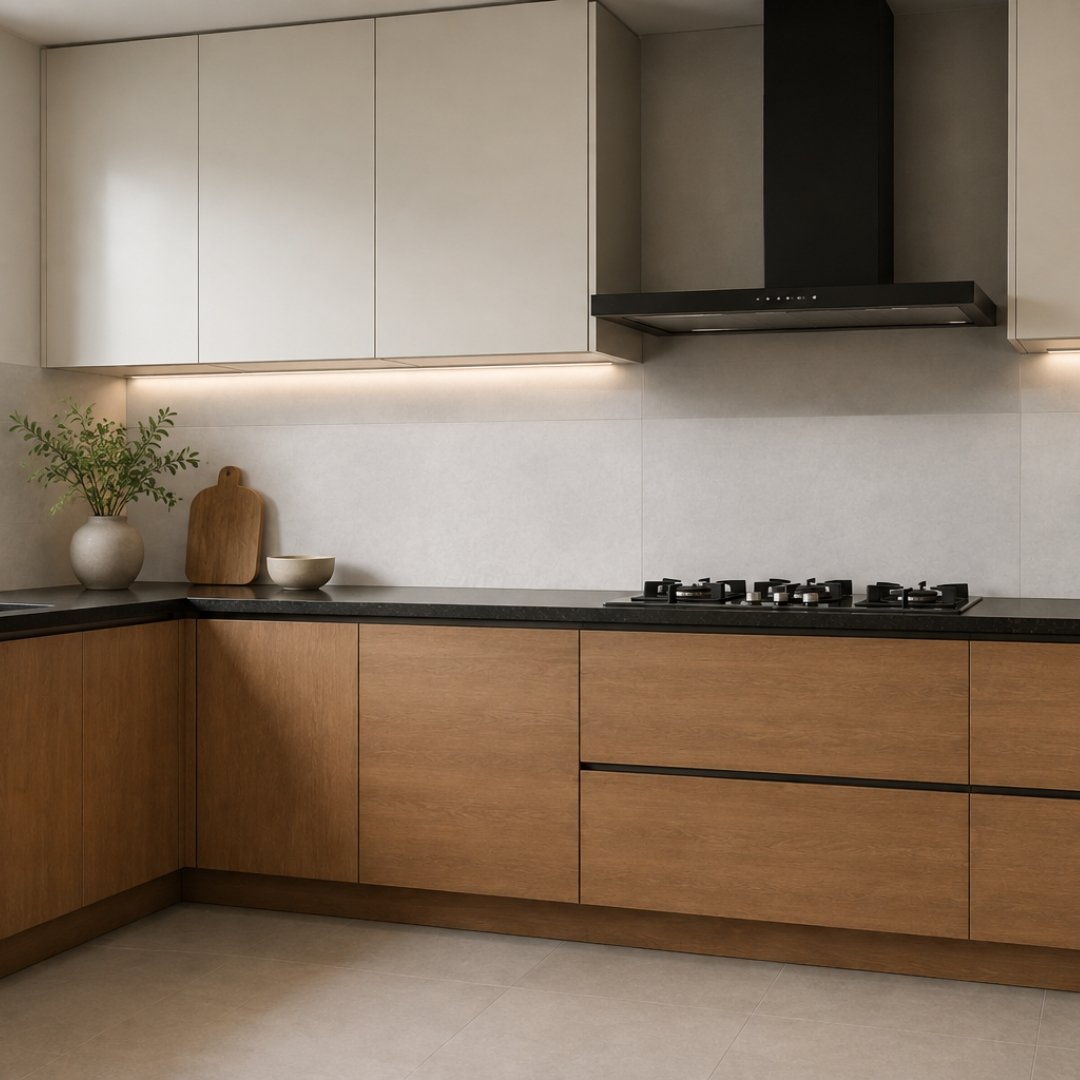 AL Cemento Grey Plain Kitchen Tiles - My Home Studio